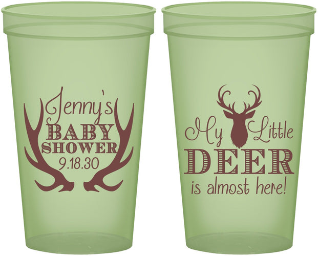 Custom Baby Shower 22 oz Glow In The Dark Cups - My Little Deer | 90124
