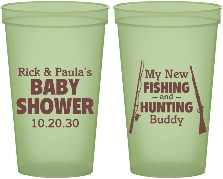 Custom Baby Shower 22 oz Glow In The Dark Cups - Fishing Hunting | 90126