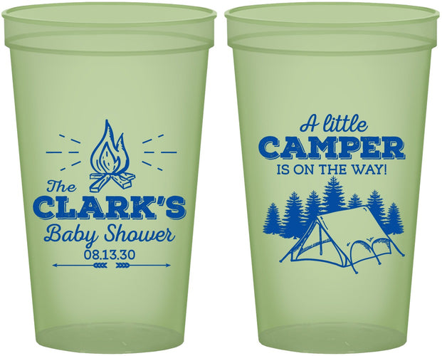 Custom Baby Shower 22 oz Glow In The Dark Cups - Little Camper | 90129