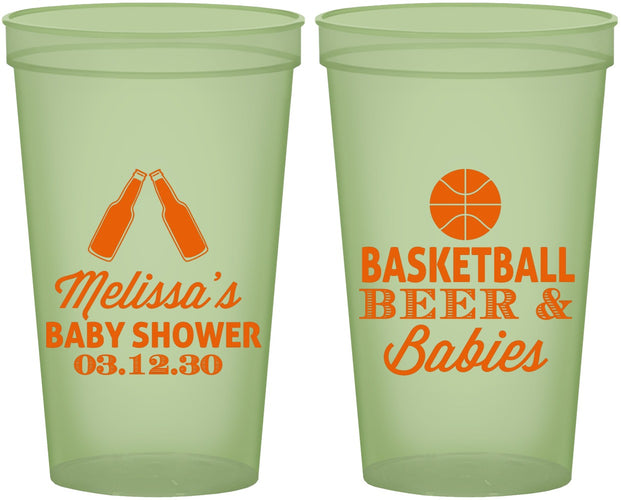 Custom Baby Shower 22 oz Glow In The Dark Cups - Basketball Beer Babies | 90134
