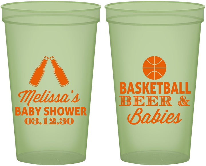 Custom Baby Shower 22 oz Glow In The Dark Cups - Basketball Beer Babies | 90134