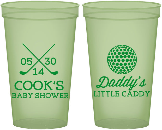 Custom Baby Shower 22 oz Glow In The Dark Cups - Golf Little Caddy | 90135