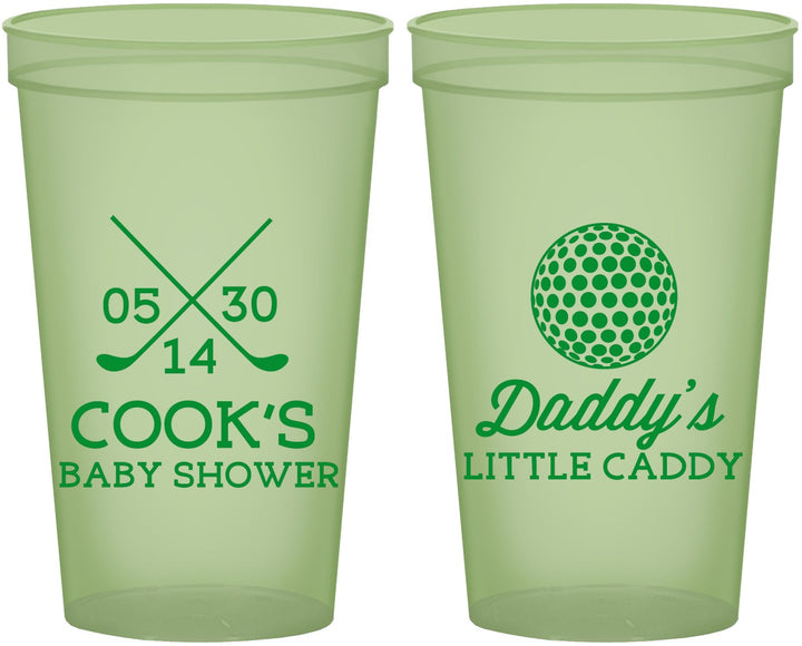 Custom Baby Shower 22 oz Glow In The Dark Cups - Golf Little Caddy | 90135