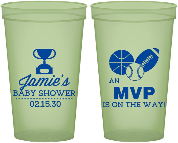 Custom Baby Shower 22 oz Glow In The Dark Cups - Sports Mvp | 90141