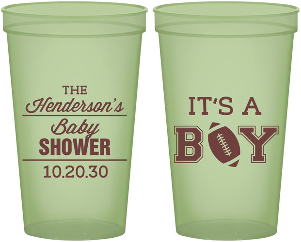 Custom Baby Shower 22 oz Glow In The Dark Cups - Football | 90142