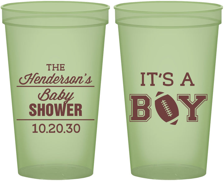 Custom Baby Shower 22 oz Glow In The Dark Cups - Football | 90142