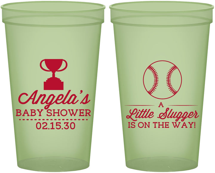 Custom Baby Shower 22 oz Glow In The Dark Cups - Baseball Little Slugger | 90145