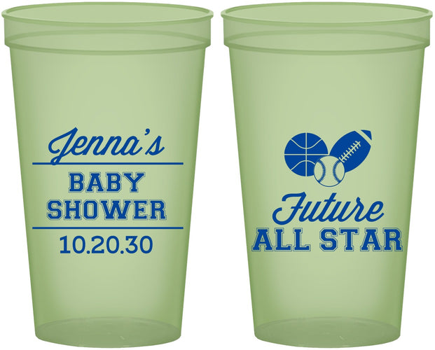 Custom Baby Shower 22 oz Glow In The Dark Cups - Future All Star | 90146