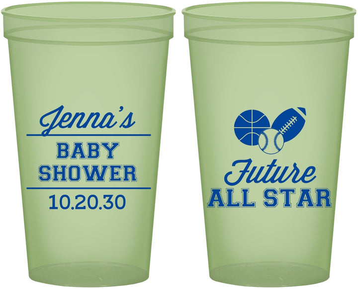 Custom Baby Shower 22 oz Glow In The Dark Cups - Future All Star | 90146