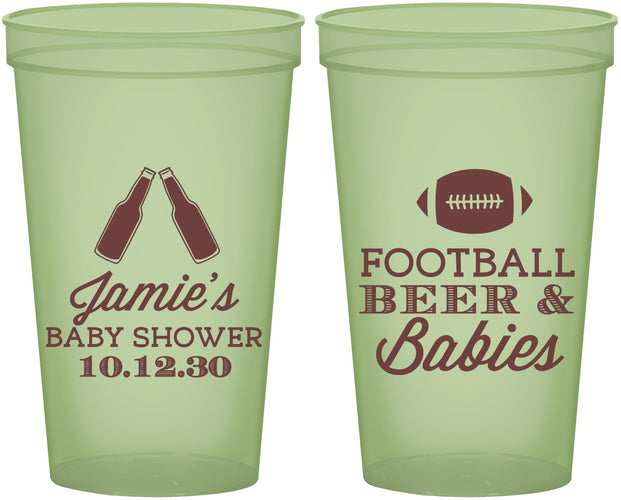 Custom Baby Shower 22 oz Glow In The Dark Cups - Football Beer Babies | 90147