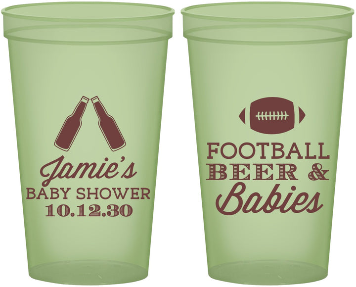 Custom Baby Shower 22 oz Glow In The Dark Cups - Football Beer Babies | 90147