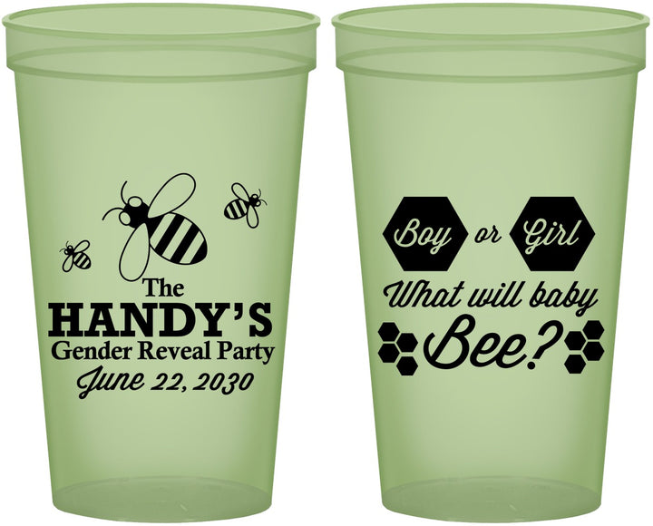 Custom Baby Shower 22 oz Glow In The Dark Cups - Gender Reveal Bee | 90152