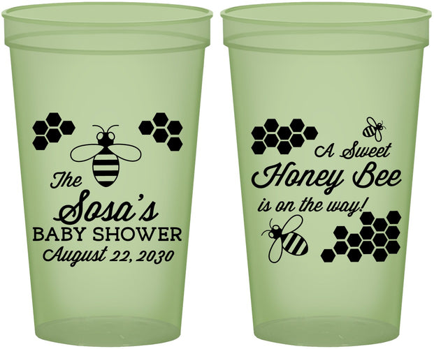 Custom Baby Shower 22 oz Glow In The Dark Cups - Honey Bee | 90154