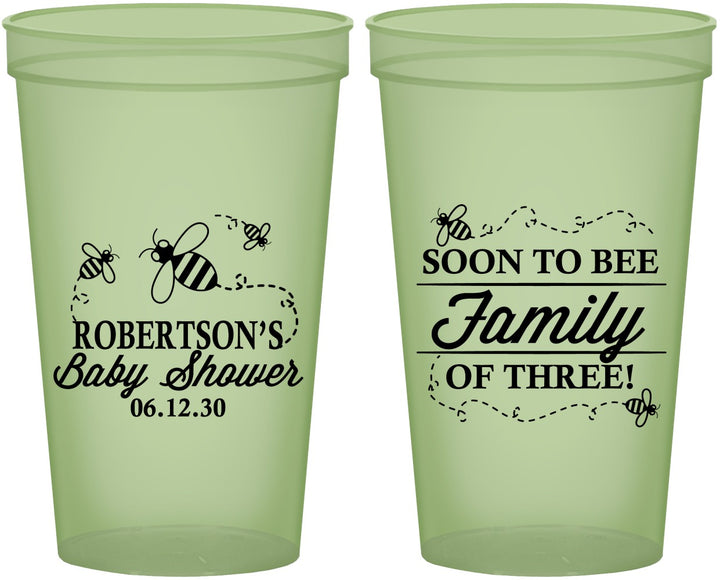 Custom Baby Shower 22 oz Glow In The Dark Cups - Bee Family | 90155