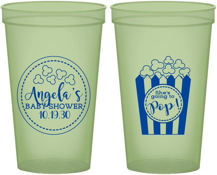 Custom Baby Shower 22 oz Glow In The Dark Cups - Shes Going To Pop | 90159