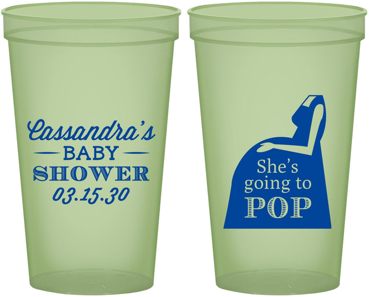 Custom Baby Shower 22 oz Glow In The Dark Cups - Shes Going To Pop | 90161