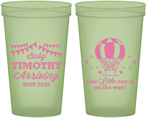Custom Baby Shower 22 oz Glow In The Dark Cups - Hot Air Balloon | 90162