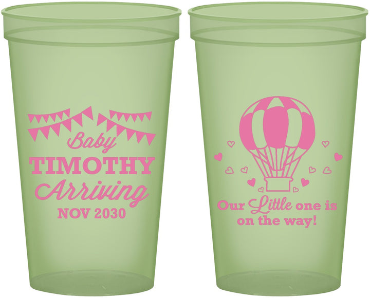 Custom Baby Shower 22 oz Glow In The Dark Cups - Hot Air Balloon | 90162