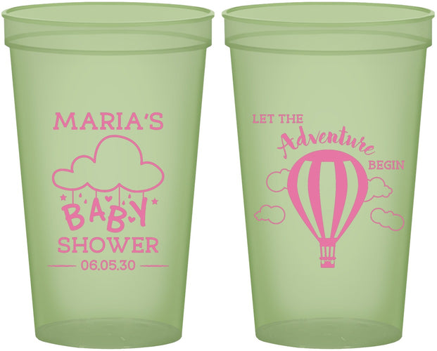 Custom Baby Shower 22 oz Glow In The Dark Cups - Hot Air Balloon | 90164