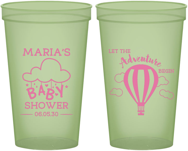 Custom Baby Shower 22 oz Glow In The Dark Cups - Hot Air Balloon | 90164