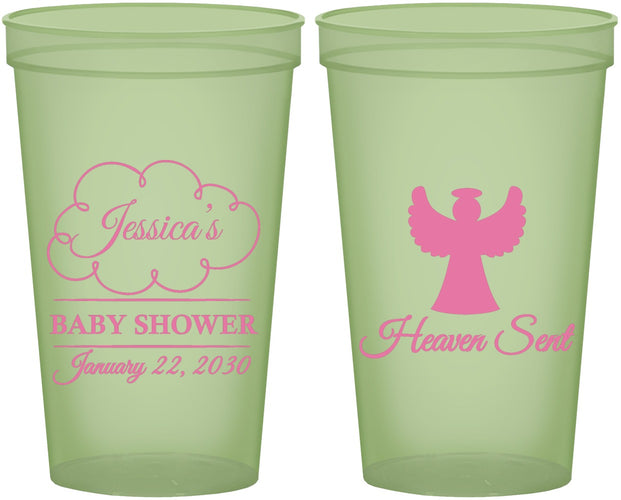 Custom Baby Shower 22 oz Glow In The Dark Cups - Heaven Sent | 90166