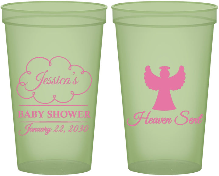 Custom Baby Shower 22 oz Glow In The Dark Cups - Heaven Sent | 90166