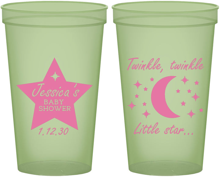 Custom Baby Shower 22 oz Glow In The Dark Cups - Twinkle Twinkle Little Star | 90168