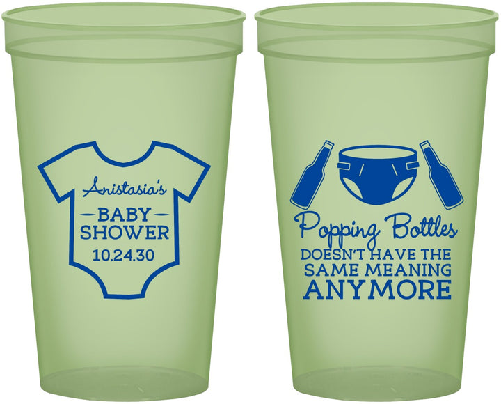 Custom Baby Shower 22 oz Glow In The Dark Cups - Popping Bottles | 90169