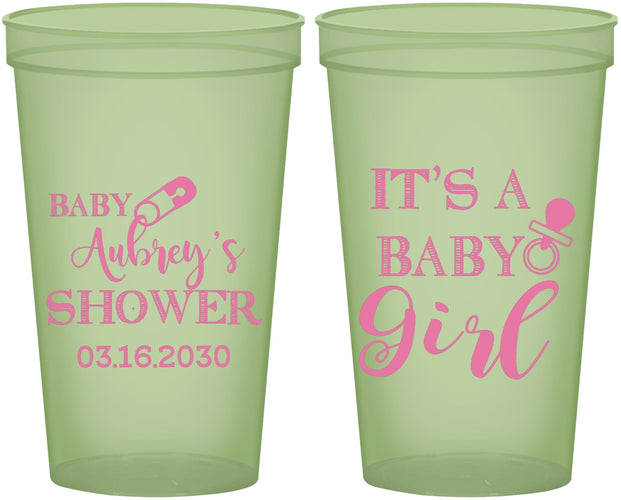 Custom Baby Shower 22 oz Glow In The Dark Cups - Baby Girl | 90171
