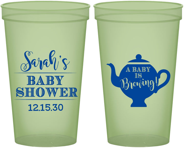 Custom Baby Shower 22 oz Glow In The Dark Cups - Baby Is Brewing | 90172
