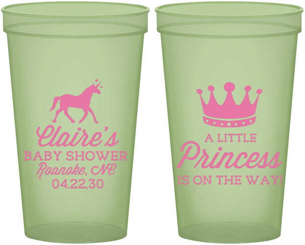 Custom Baby Shower 22 oz Glow In The Dark Cups - Little Princess | 90174