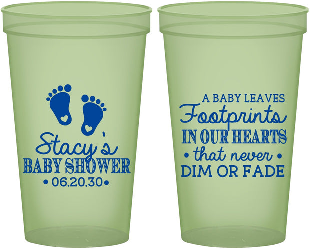 Custom Baby Shower 22 oz Glow In The Dark Cups - Footprints | 90176