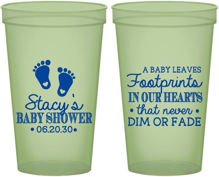Custom Baby Shower 22 oz Glow In The Dark Cups - Footprints | 90176