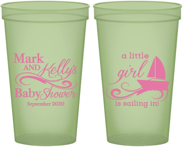 Custom Baby Shower 22 oz Glow In The Dark Cups - Sailboat | 90178