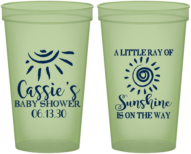 Custom Baby Shower 22 oz Glow In The Dark Cups - Sunshine | 90179