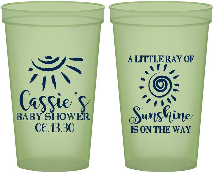 Custom Baby Shower 22 oz Glow In The Dark Cups - Sunshine | 90179