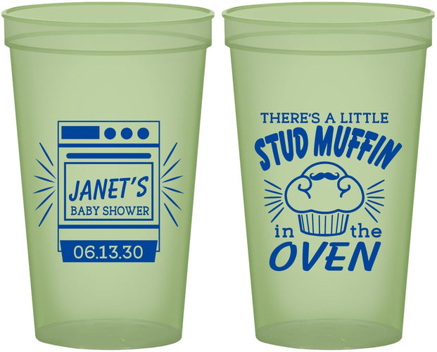 Custom Baby Shower 22 oz Glow In The Dark Cups - Stud Muffin | 90182
