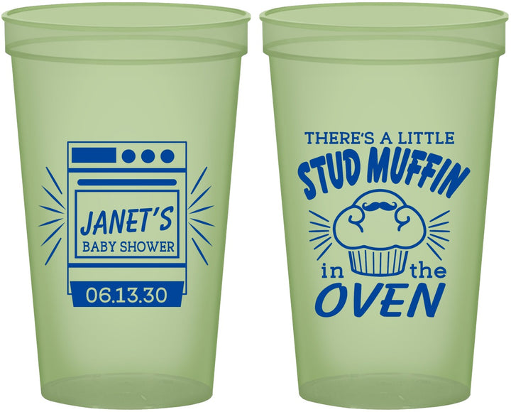 Custom Baby Shower 22 oz Glow In The Dark Cups - Stud Muffin | 90182