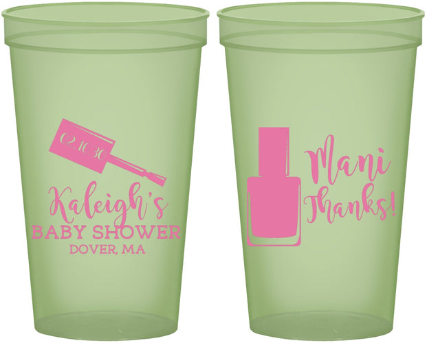 Custom Baby Shower 22 oz Glow In The Dark Cups - Mani Thanks | 90184