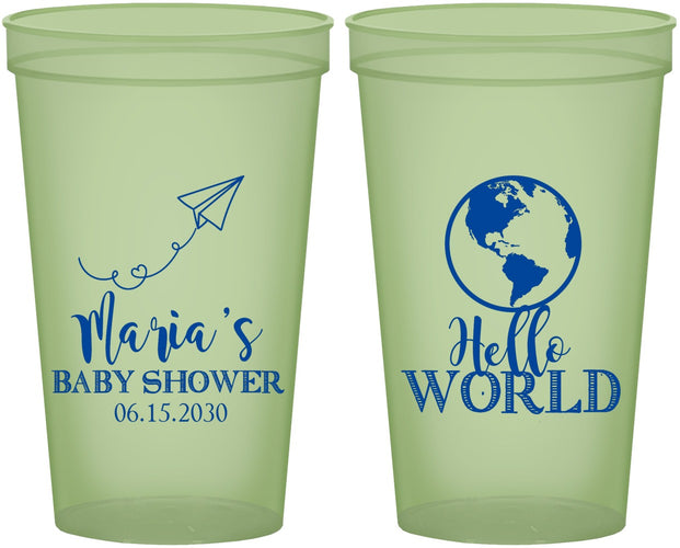 Custom Baby Shower 22 oz Glow In The Dark Cups - Hello World | 90185