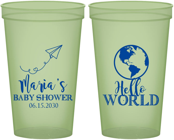 Custom Baby Shower 22 oz Glow In The Dark Cups - Hello World | 90185