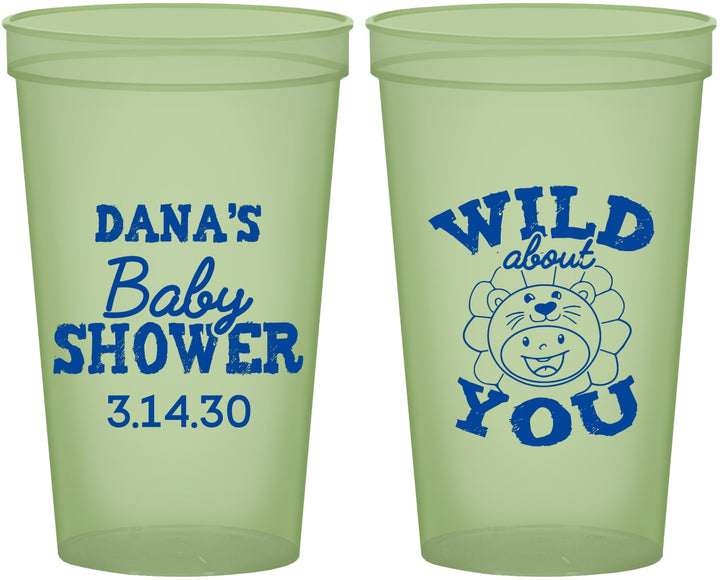 Custom Baby Shower 22 oz Glow In The Dark Cups - Lion Wild About You | 90186