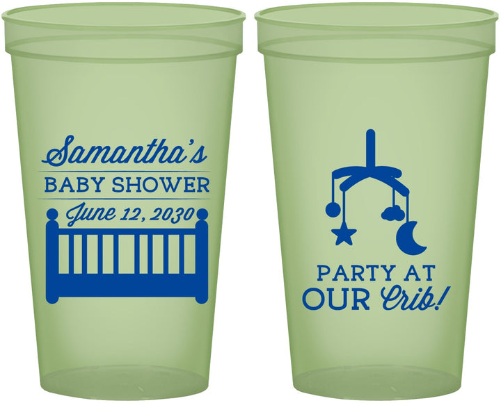 Custom Baby Shower 22 oz Glow In The Dark Cups - Party At Our Crib | 90187