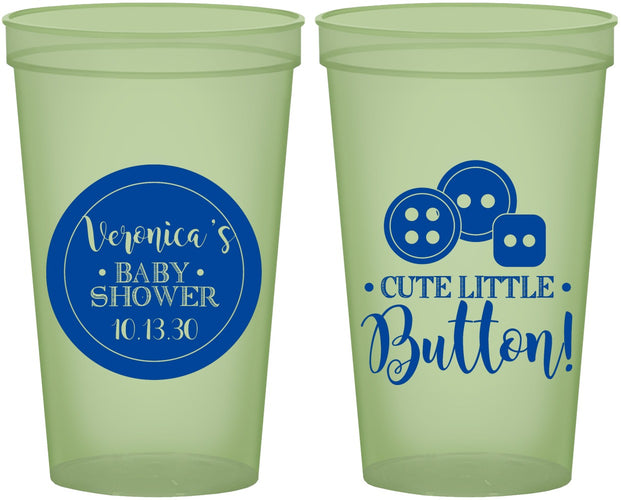 Custom Baby Shower 22 oz Glow In The Dark Cups - Cute Little Button | 90189