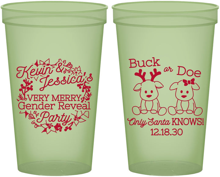 Custom Baby Shower 22 oz Glow In The Dark Cups - Christmas Gender Reveal | 90193