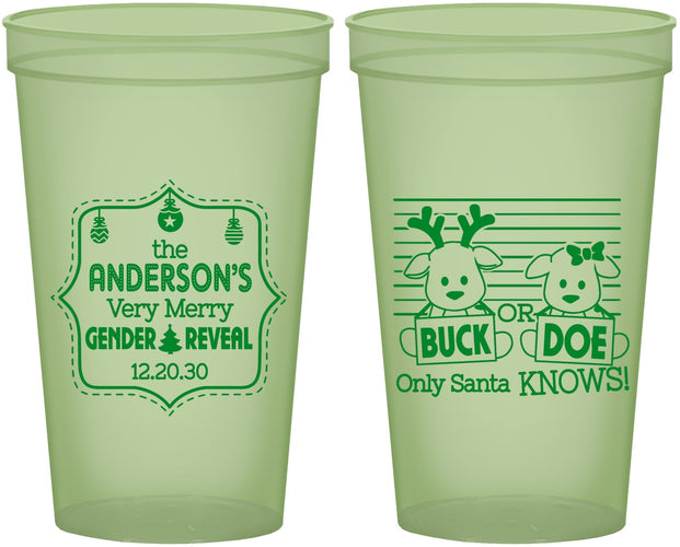 Custom Baby Shower 22 oz Glow In The Dark Cups - Christmas Gender Reveal | 90194