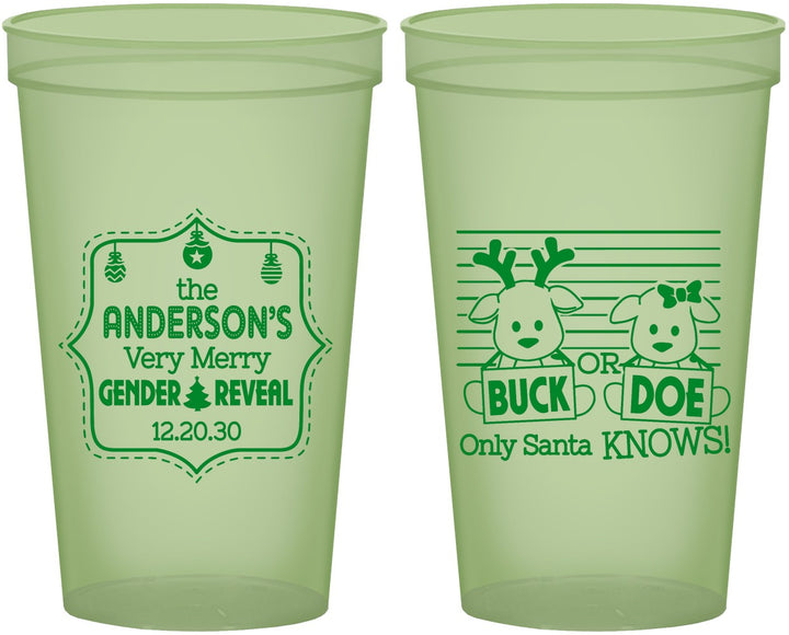 Custom Baby Shower 22 oz Glow In The Dark Cups - Christmas Gender Reveal | 90194