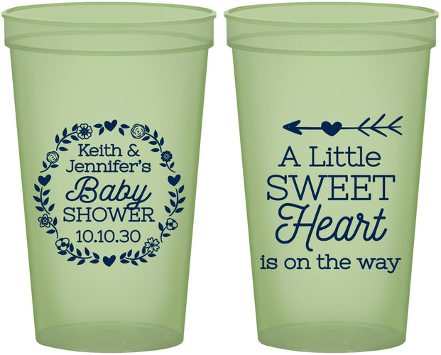 Custom Baby Shower 22 oz Glow In The Dark Cups - Little Sweet Heart | 90195