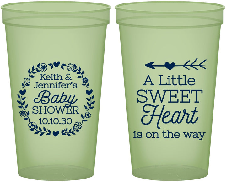 Custom Baby Shower 22 oz Glow In The Dark Cups - Little Sweet Heart | 90195