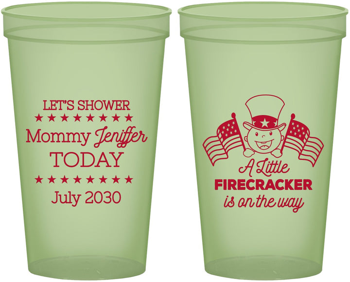 Custom Baby Shower 22 oz Glow In The Dark Cups - Little Firecracker | 90198